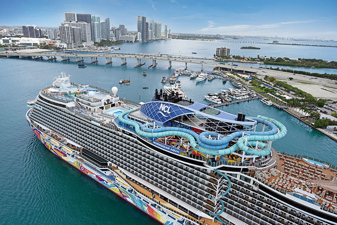 The Aqua Parks of the Norwegian Cruise Line fleet are home to lots of exciting features, including water slides.