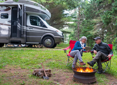 Couple Outside RV